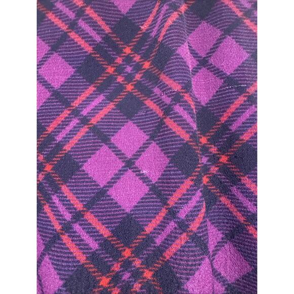 RAHL Victoria Plaid Top Women’s Size Large Purple Print Short Sleeve Blouse READ - Picture 8 of 12